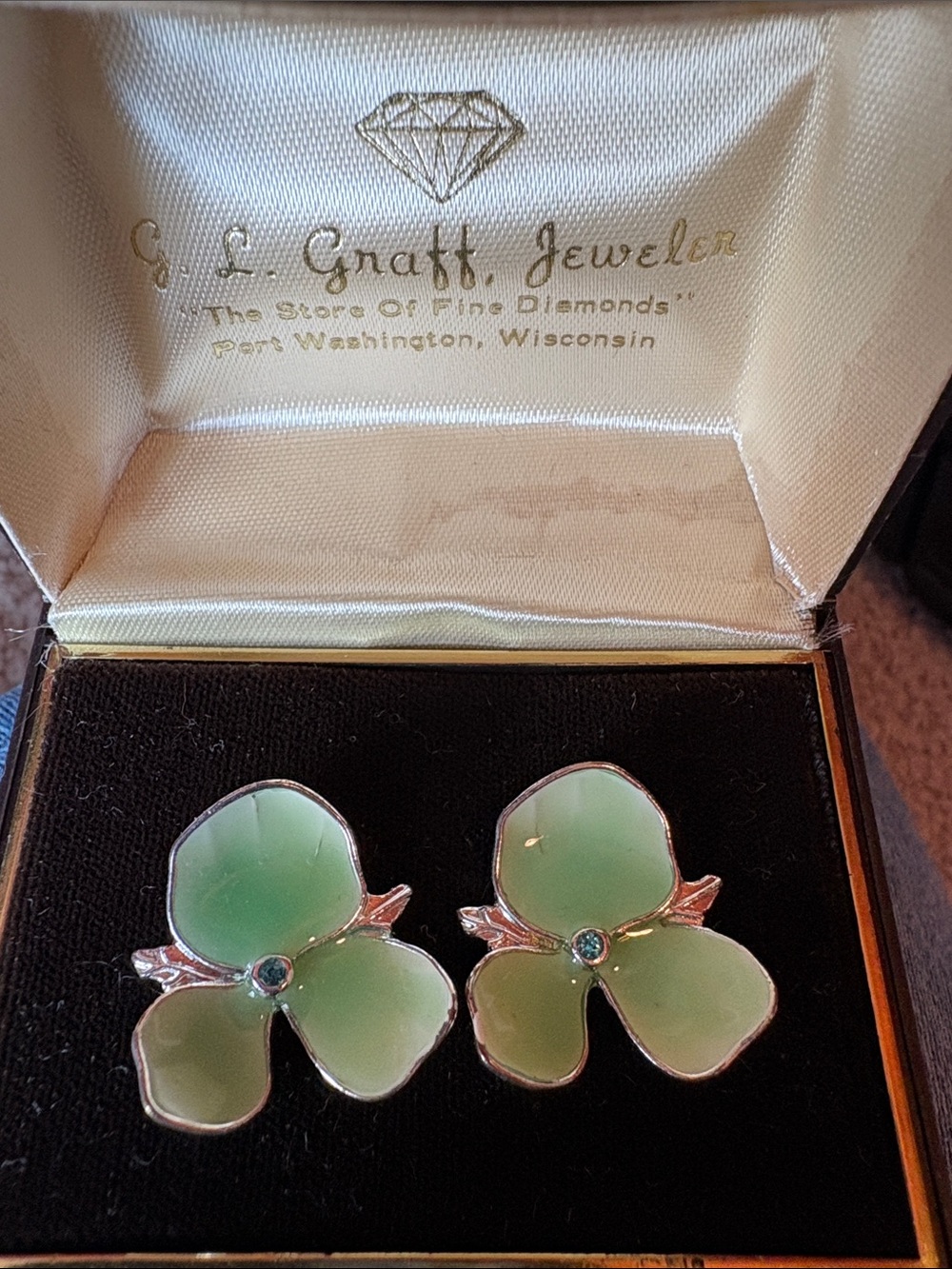 G. L. Graff Green Clover Floral Earrings - Elegant Mint Green Studs